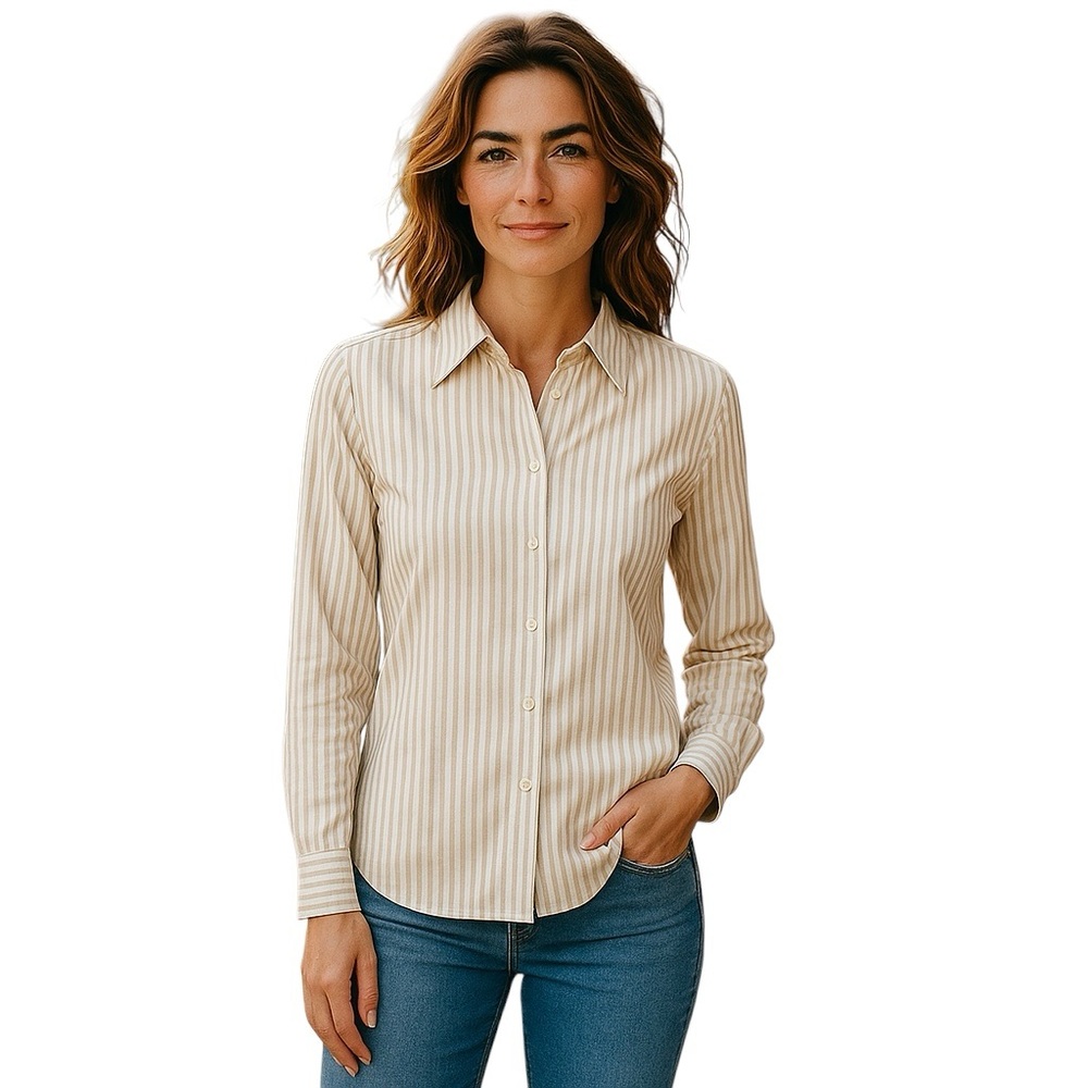 Casual Corner Long Sleeve Pinstripe Button Down Shirt Size 16